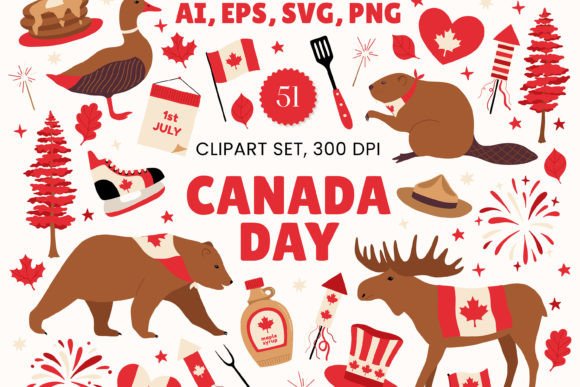 Download Canada Day Digital Clipart Set Graphics - Clipart set Collection