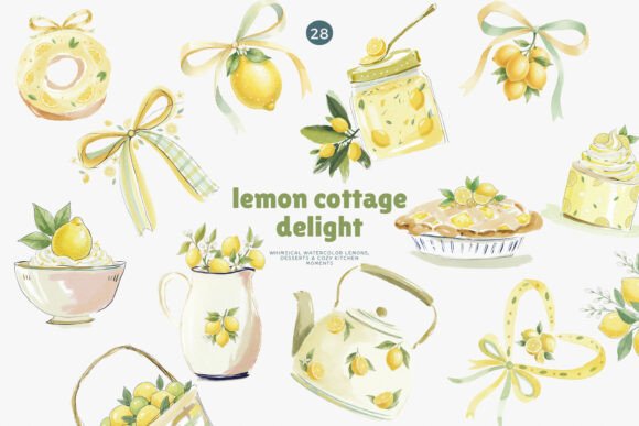 Download Lemon Watercolor Clipart Set - Clipart set Collection