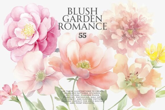 Download Blush Garden Romance Clipart Set - Clipart set Collection