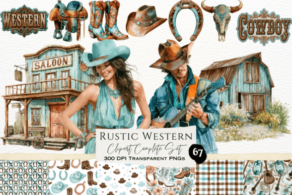 Download Rustic Western Watercolor Clipart Set - Clipart set Collection