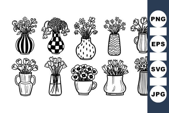 Download Vintage Flower Vase Clipart Set - Clipart set Collection