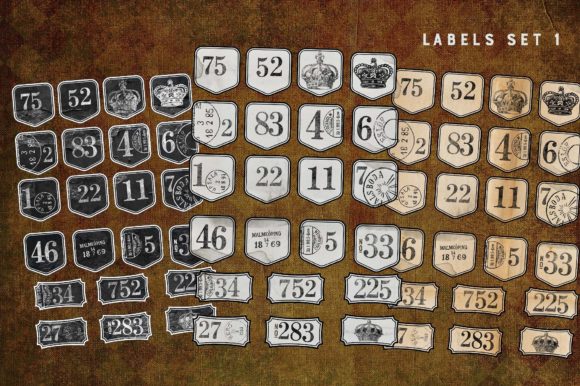 Download Grungy Style Number Labels Set 1 - Style Collection
