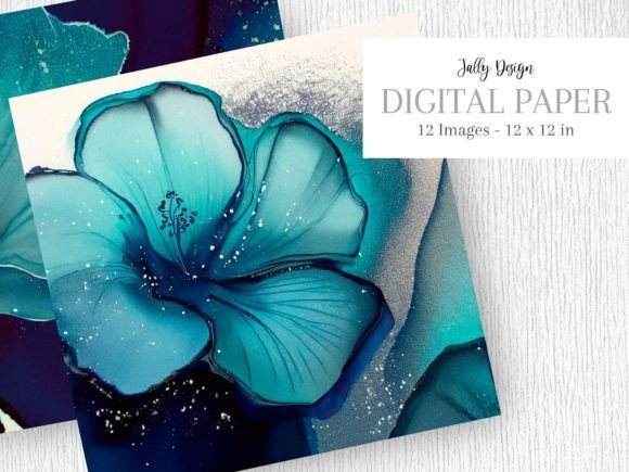 Download Navy Blue Alcohol Ink &amp; Mint Glitter Art - Premium Resources