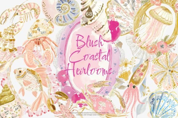 Download Blush Gold Coastal Clipart Set - Clipart set Collection